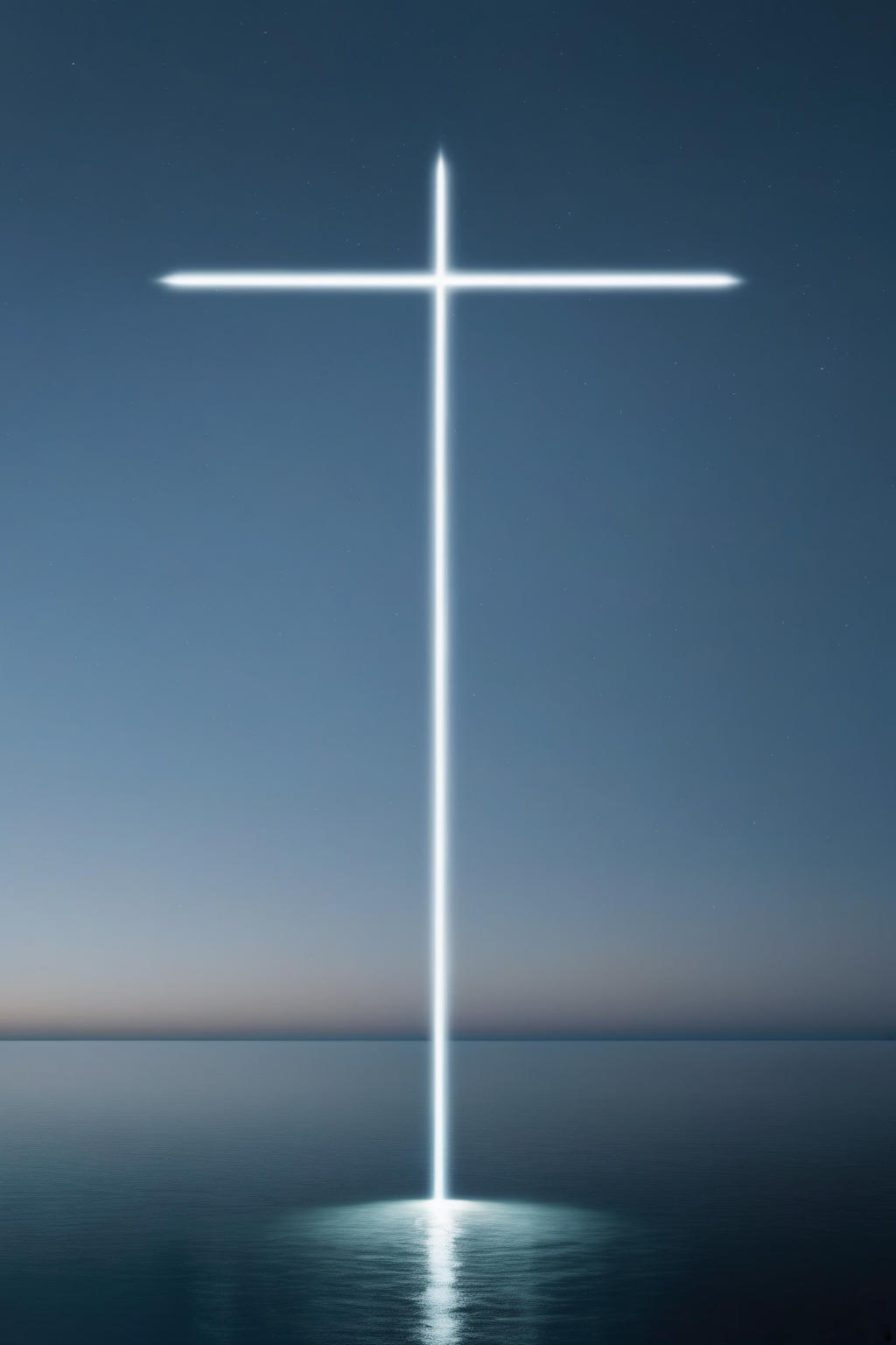 <lora:Photographer Reuben Wu Style:1>Photographer Reuben Wu Style - a light cross in the middle of water with a sky in the background