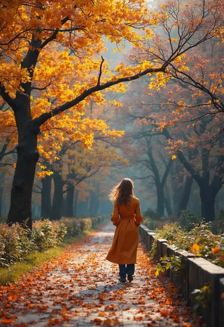 autumn woman park
