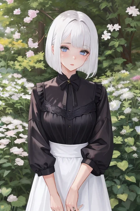 casual outfit , lingerie, 1girl, white hair, bob cut, hair covering one eye, <lora:GtuvnerStyle(V2):0.5>