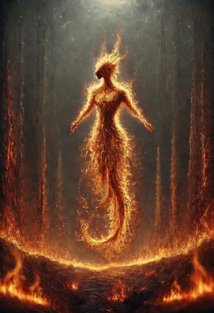 {{best quality}}, {{amazing quality}}, {{very aesthetic}}, best quality, very aesthetic, absurdres, blurry background, , best quality, amazing quality, very aesthetic, absurdres, Rastex, Shark, floating, burning forest, orange fur, walking, flames on paws, grey background