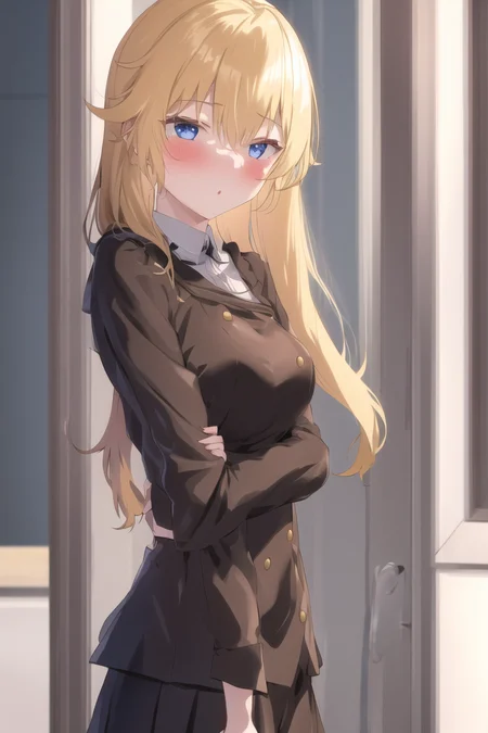 1girl, blonde hair, long hair,