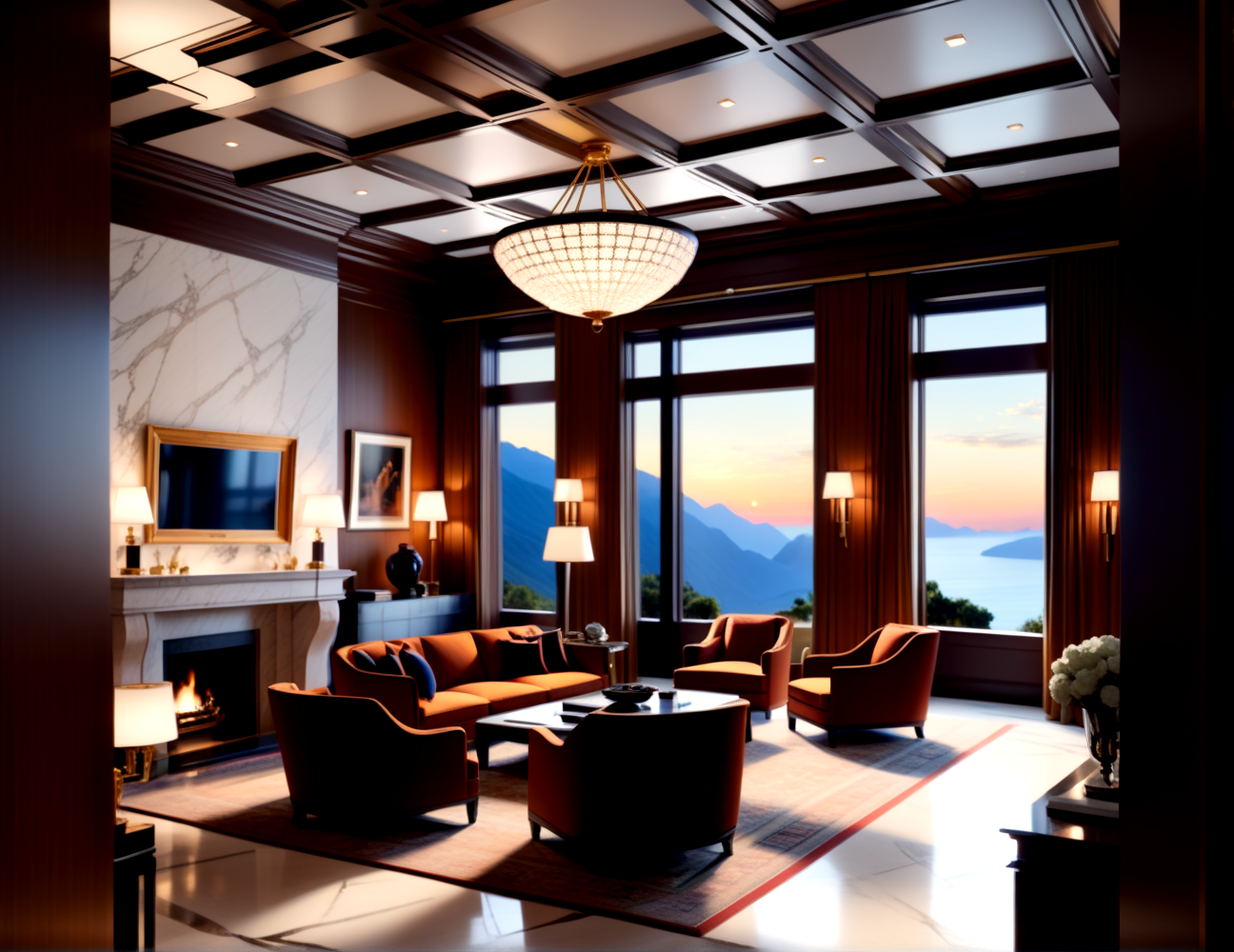 score_9, score_8_up, score_7_up,
<lora:Authoritarian_Interior_(Architecture)_(SDXL)_(AD):1> Authoritarian Interior, interior design, architecture, limestone, marble, wood, coffered ceiling, floor to ceiling windows, large windows, penthouse, living room, great room, dining room, bedroom, hotel room, fireplace, 
8K, In'ei, chiaroscuro, volumetric lighting, perfect depth of field shot, 8K CGI render, beautiful, subsurface scattering, photographic realism, asymmetric viewpoint, off center perspective, art by Thomas Kinkade, 
BREAK zPDXL, zPDXLxxx,  <lora:wowifierXL:0.2> art by mooncryptowow <lora:sdxl_lightning_8step_lora:0.4> <lora:detailed_notrigger:0.5>