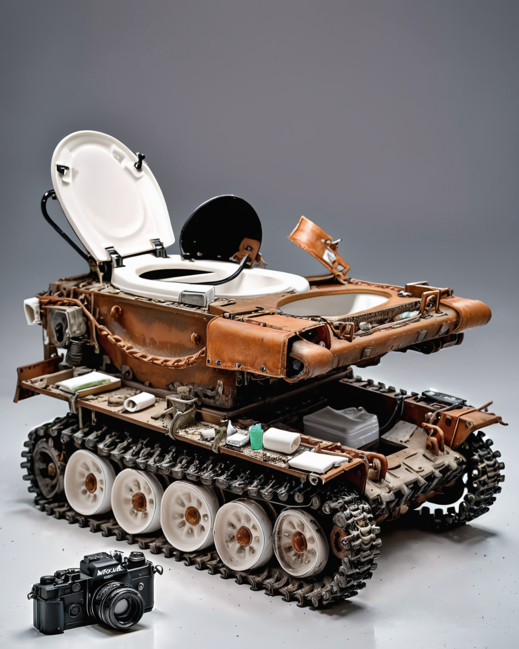 a (miniature) vtnktnk tank with no top being used as a toilet, dslr, 8k, beautiful, hyper realistic <lora:vtnktnk_SDXL_v1_32-000015:1> <lora:M0nstrcrz_SDXL_v1_32:0.5> <lora:retr0magz_SDXL_v1_32:0.5>
