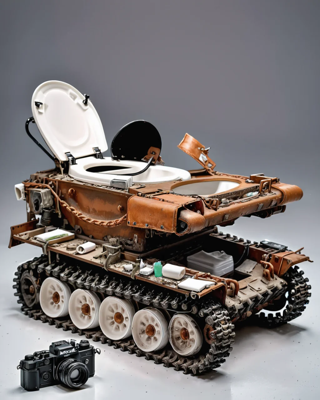 a (miniature) vtnktnk tank with no top being used as a toilet, dslr, 8k, beautiful, hyper realistic <lora:vtnktnk_SDXL_v1_32-000015:1> <lora:M0nstrcrz_SDXL_v1_32:0.5> <lora:retr0magz_SDXL_v1_32:0.5>
