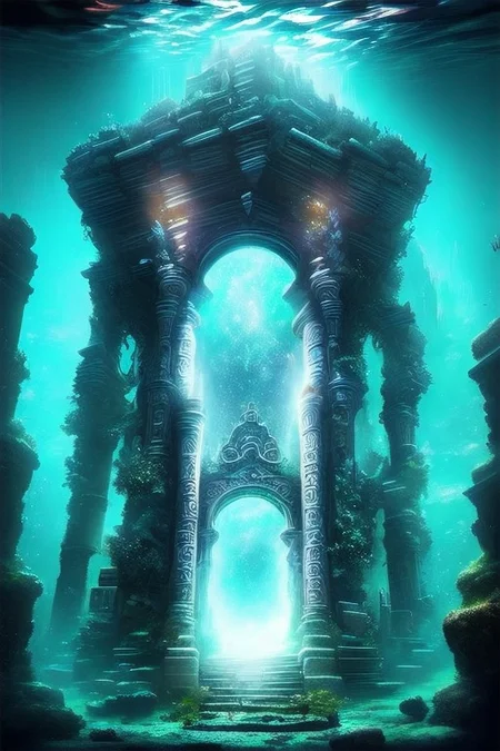 RAW photo, (masterpiece:1.3), subsurface scattering, heavy shadow, (high quality:1.4), (intricate, high detail:1.2), professional photography, HDR, High Dynamic Range, realistic, ultra realistic, photorealistic, high resolution, film photography, ambient lighting, atmospheric effects, <lora:detail_slider_v4:2>, OverallDetail, a portal, giant archway, pillars, magical lights, <lora:Portal:1>, in an underwater magical fantasy city, UnSea, <lora:UnderSea-10:0.7>, epiCPhoto