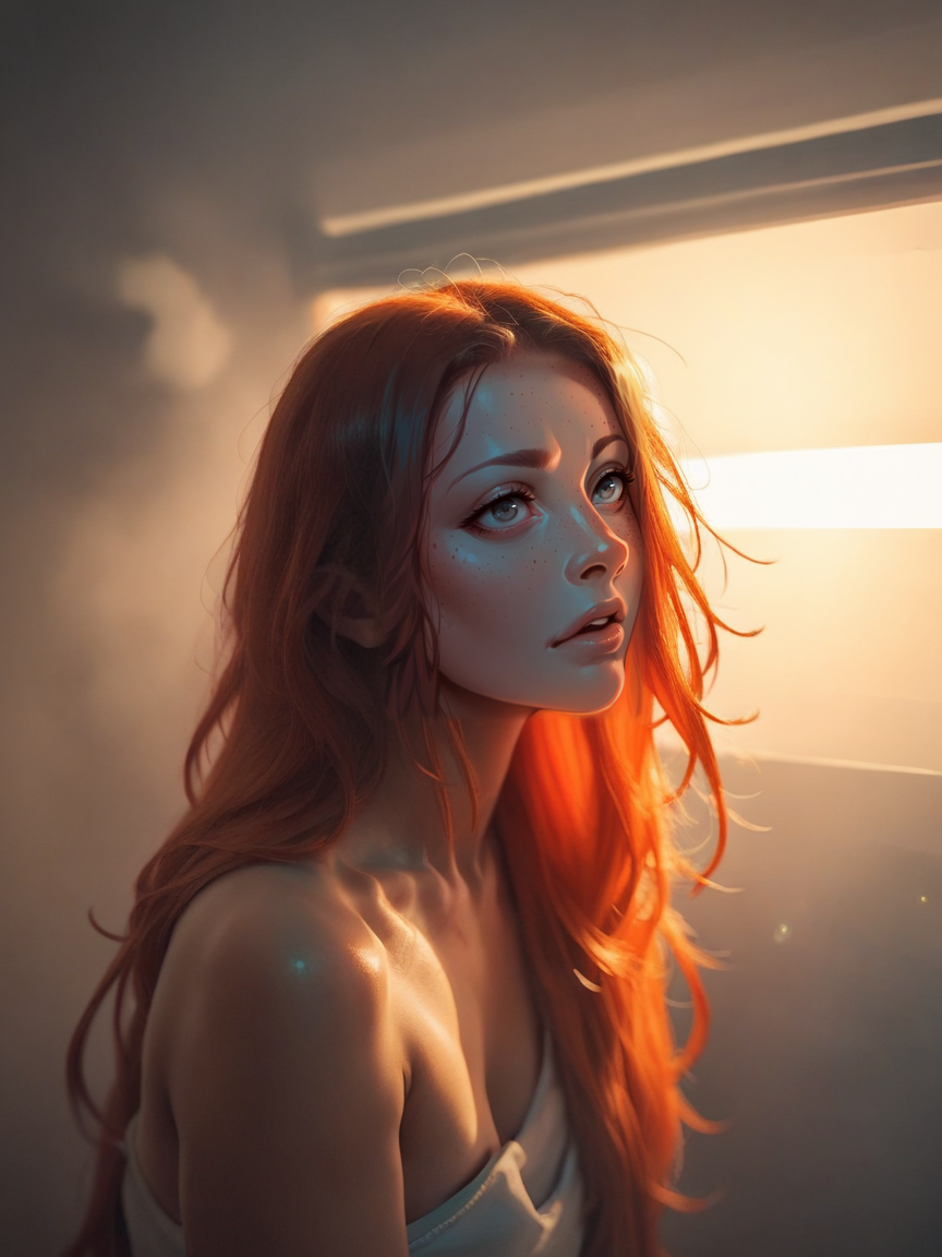 score_9, score_8_up, score_7_up, score_6_up, score_5_up, score_4_up,  <lora:43stl1ght1ngXLP2:0.9> 43stl1ght1ng, 1girl, long hair, 43stl1ght1ng, low light, dramatic lighting, darkness, window lighting, eye lighting, water, smoke, ginger hair