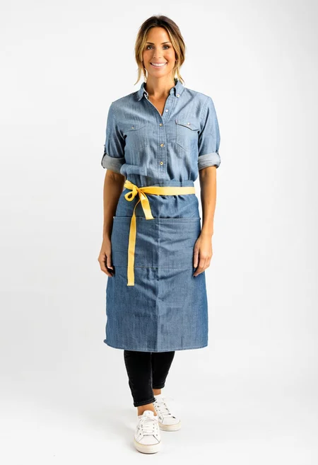 (extremely detailed faces), 1woman, 30yo, blue chambray shirt, stockapron, light blue, shorty waist apron, yellow webbing, black jeans, brown sneakers, white background, full body, various poses, <lora:juggernaut_cinematic:1.00>, <lora:more_art:0.40><lora:midjourney:0.15>