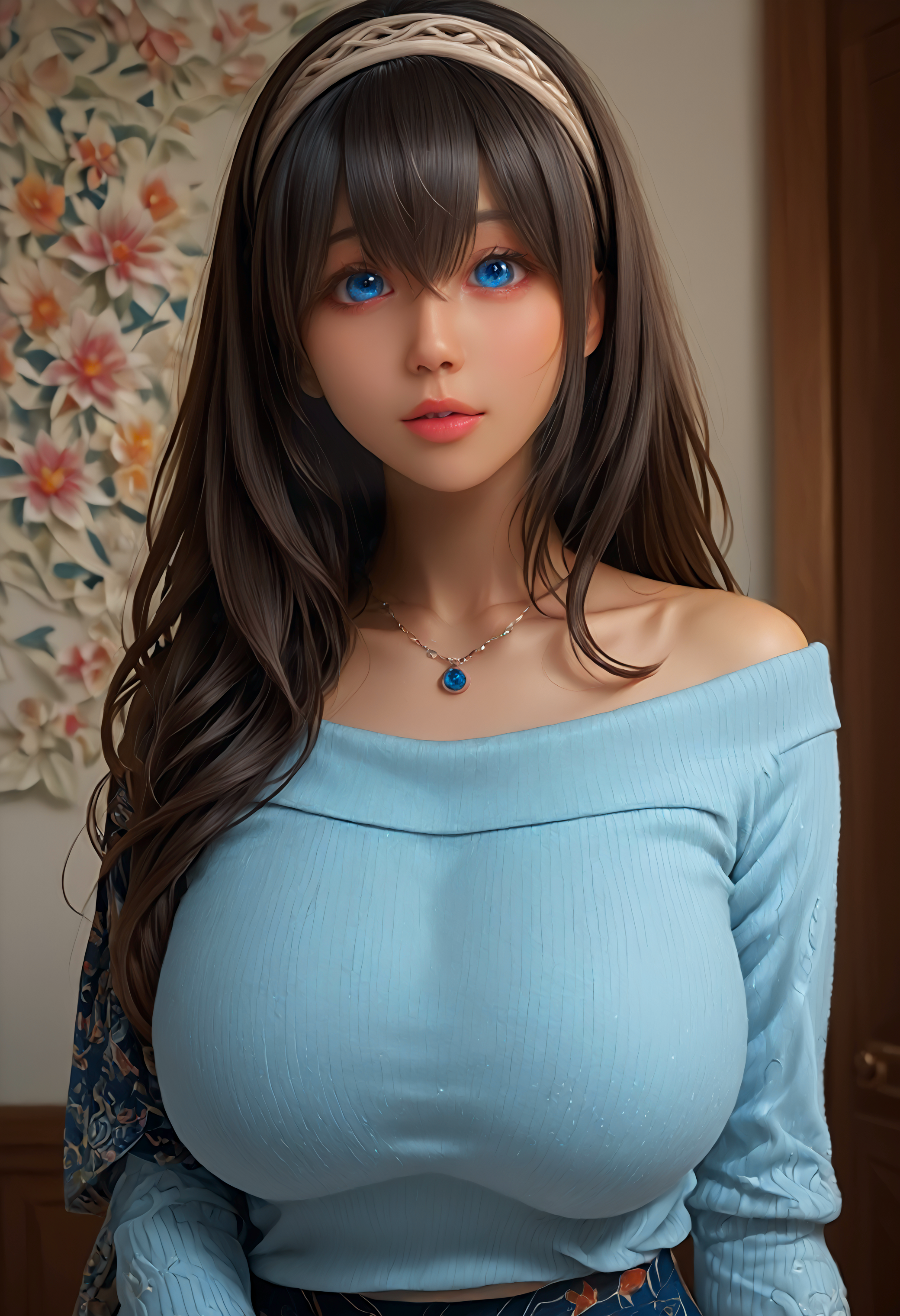 Score_9, score_8_up, score_7_up, masterpiece, best quality, source_anime, zPDXL2, zPDXLrl, detailxl, ffacedetailxl, eyedetailpxl, hairdetailpxl, skindetailpxl, is_pretty, clear, perfection style, perfection, perfect, neghands, absurdres, pretty face, pretty, ultra detailed face, ultra detailed eyes, (realistic,real,photorealistic:1.2), very beauty female is (Curvy body:1.1) and (sagging breasts:0.3), (detailed background:1.3),
BREAK (<lora:fumika-sagisawa-ponyxl-lora-nochekaiser:1> (fumika sagisawa:1.3), blue eyes, (black hair:1.2), hairband, (long hair:1.2), hair over eyes, huge breasts, jewelry, necklace:1), (blue sweater, collarbone, shawl, sweater, skirt:1),
BREAK  1girl,solo, , (out of frame,<lora:OOFrame:1> (ooframe, extra-close:1),(close-up:1),(breast focus:1):1.4), ((from below:1):1.4), (standing:1.3), () , <lora:nobra_SDXL:0.8> (covered nipples:1), (erect nipples:0.8), (shy:1.8),(full-face blush,blush:1.2),Cute moaning, outdoors, daygtime, beach, sea, sky, cloud sky,
<lora:[SDXL 1.0] detailed_notrigger:1> <lora:[SDXL1.0] clear:3> <lora:[SDXL1.0] is_pretty:3> <lora:perfection style:1> <lora:[PONY] 3Danimation_Disney_1.0:0.8> <lora:pubic hair_pony_V1.0:0.6> <lora:vivid_everclear:0.5> <lora:[SDXL1.0] noribsXL_001_4:1>