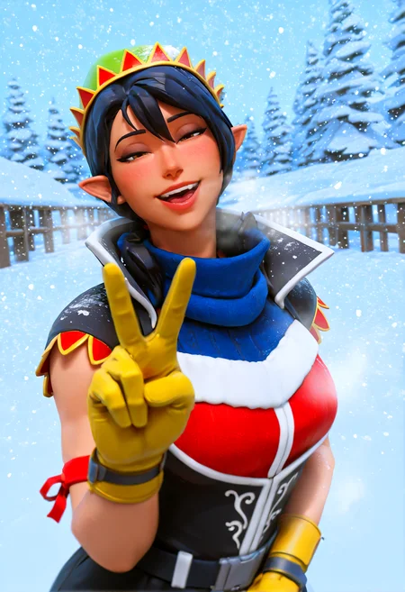 IllustriousQual <lora:StS-Illustrious-Detail-Slider-v1.0:2> <lora:cfg_scale_boost:0.3> <lora:Tinseltoes_IL_-_V1:1> TinseltoesIL, elf hat, black hair, twin braids, brown eyes,detailed_background,indoors,dandadan,snowing,closed eyes,v,lying,solo,snow,outdoors,blue scarf,winter coat,open mouth,scarf,ayase momo,short hair,facing viewer,yellow gloves,coat,1girl,blush,smile,hair behind ear,gloves,highres,crossed bangs,winter clothes,hair between eyes,brown hair,upper body,black coat,long sleeves,on side,nanghea291
