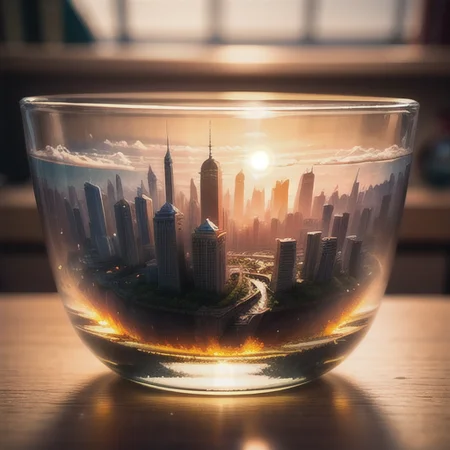 mini\(ttp\), (8k, RAW photo, best quality, masterpiece:1.2), shanghai city, miniature, landscape, glass bowl <lora:miniatureWorldStyle_v10:0.8>