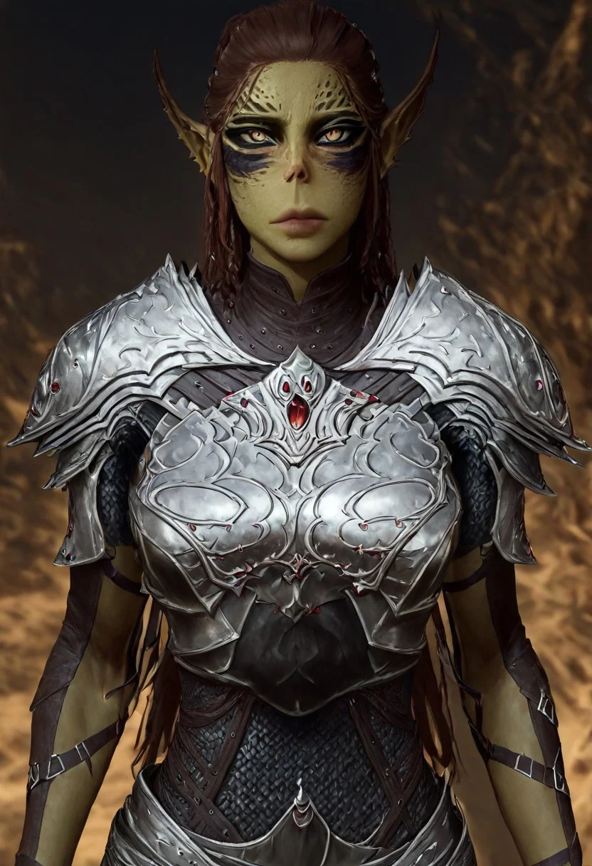 masterpiece, best quality, newest, absurdres, highres, DFCAV1.0, GIV1.0-IL GIV1.0-IL-SA, armor, silver armor, GIV1.0-IL, gith_(d&d), pointy ears, slit pupils, colored skin,
1girl, GIV1.0-IL-Lae, lae'zel, gith_(d&d), pointy ears, slit pupils, colored skin, GIV1.0-IL-SA, armor, silver armor,
