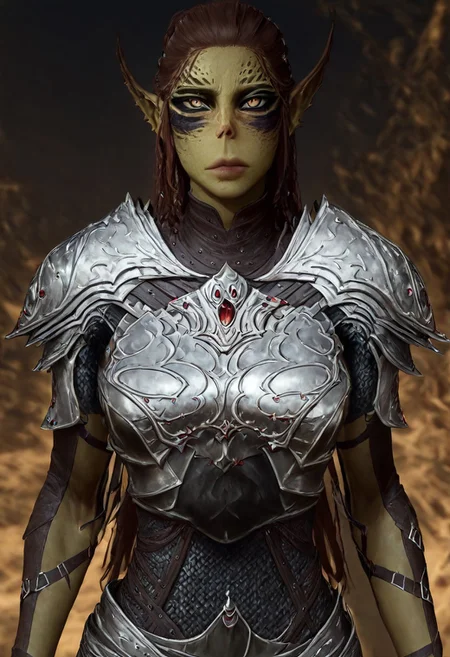 masterpiece, best quality, newest, absurdres, highres, DFCAV1.0, GIV1.0-IL GIV1.0-IL-SA, armor, silver armor, GIV1.0-IL, gith_(d&d), pointy ears, slit pupils, colored skin,
1girl, GIV1.0-IL-Lae, lae'zel, gith_(d&d), pointy ears, slit pupils, colored skin, GIV1.0-IL-SA, armor, silver armor,