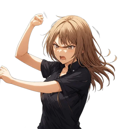 masterpiece, best quality,
1girl,solo,
<lora:gostlapped.sdxl.v1_r1:0.8> (imminentslap), arm up,
(motion blur), motion lines, angry,
<lora:kindred_spirits_sdxl-000005:1> kd_vnstyle