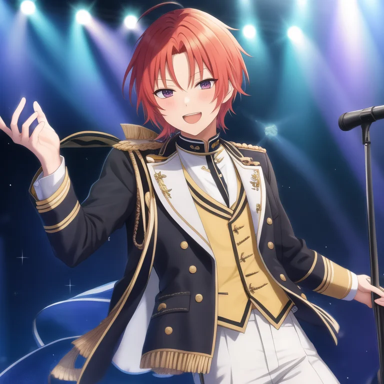 <lora:leo_tsukinaga:0.8>, mesterpice, bestquality, leo_tsukinaga, 1boy, 1boy, 8k, solo,band_uniform