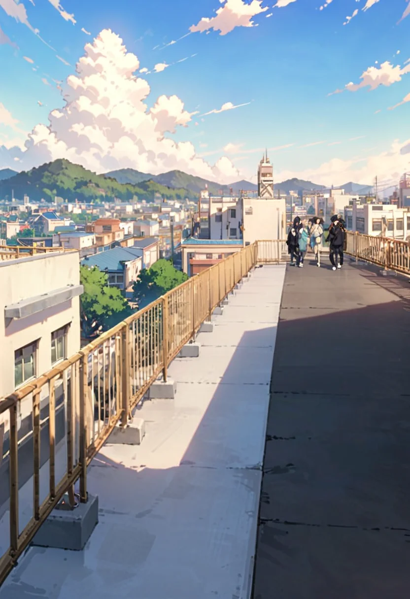 masterpiece, best quality, very aesthetic, absurdres,
okujyou, scenery, sky, outdoors, cloud, day, blue sky, building, railing
<lora:gakkou_okujyou_SDXL_V1:1>