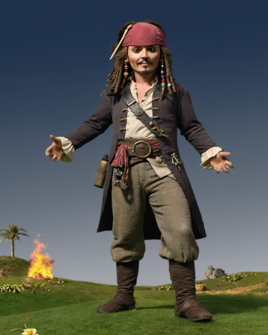 captain jack sparrow,epic,masterpiece,best quality <lora:teletubbiesxl:0.8>,teletubbiesxl