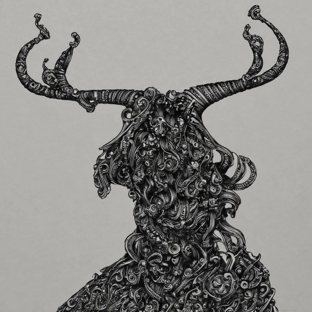 PStyl3, the horns on my head they're from goddesses <lora:Maximalist_Drawing_BW:0.95>
