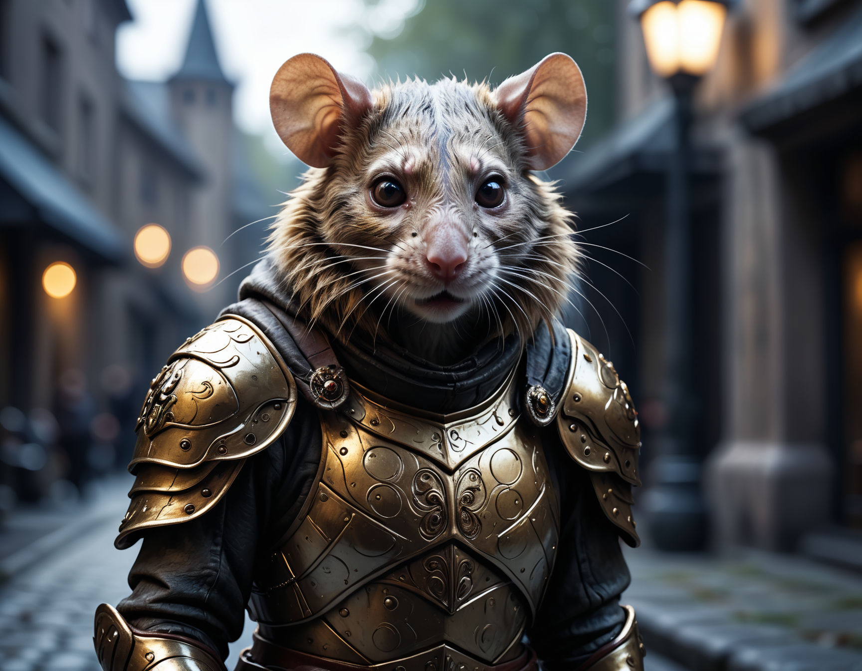 cinematic film still ((photo:1.2)), A mouse outside dramatic lighting, dynamic pose, dynamic camera,masterpiece, best quality, dark shadows, ((dark fantasy)) ,wearing a golden armor, detailed, realistic, 8k uhd, high quality, detailed, realistic, 8k uhd, high quality . shallow depth of field, vignette, highly detailed, high budget, bokeh, cinemascope, moody, epic, gorgeous, film grain, grainy