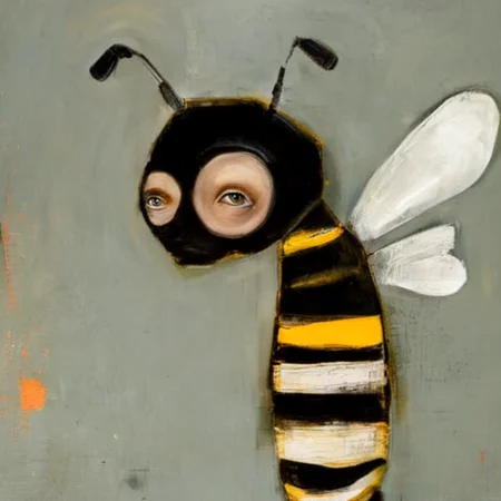 <lora:SDXL_style_by_Michele_Mikesell_Sa_May_v5:1> style by Michele Mikesell, a bee