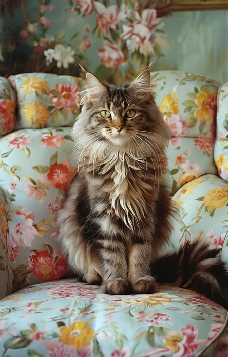 masterpiece,best quality,<lora:tbh157-sdxl:1>,illustration,style of Larry Sultan, cute Mainecoon cat