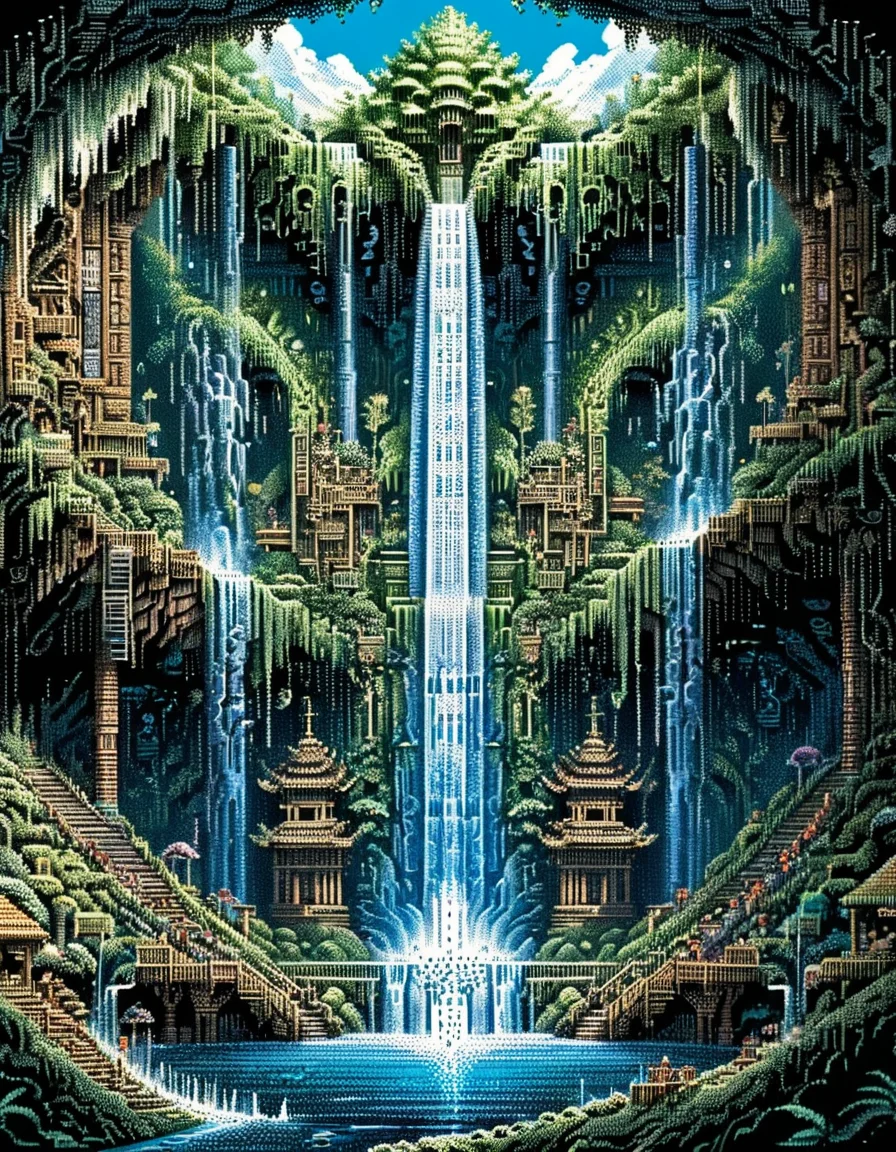 landscape of a Enchanted Historical ral-ansrt from inside of a Enchanted waterfall, ultrafine detailed, Cartooncore, flat lighting, pov, drawing, <lora:ral-ansrt:1.2>, enhanced quality, fabulous colors, original, illustrious, intricate detail, ambient light, sunny, beautiful detailed supreme quality color intricate