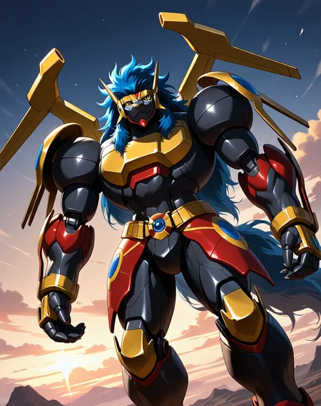 score_9, score_8_up, score_7_up,
8K, In'ei, chiaroscuro, volumetric lighting, perfect depth of field shot, beautiful, sharp focus, crisp details, masterclass animation, photographic realism, source_anime,
<lora:Apollomon_Whispered_(Digimon)_(Illustrious)_(AD):1> Apollomon Whispered, Digimon, muscular, robot, mecha,
exterior, sky with soft clouds,
dynamic action, bent leg, cowboy shot, dutch angle, male focus, blue hair, yellow eyes,
BREAK zPDXL, Smooth Quality, IllusP0s,