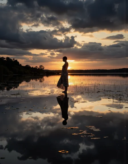 A highly detailed cinematic photography.
a woman silhouette shape repeating like an infinite mirror into the sunset, infinite mirrored perspective, long exposure.