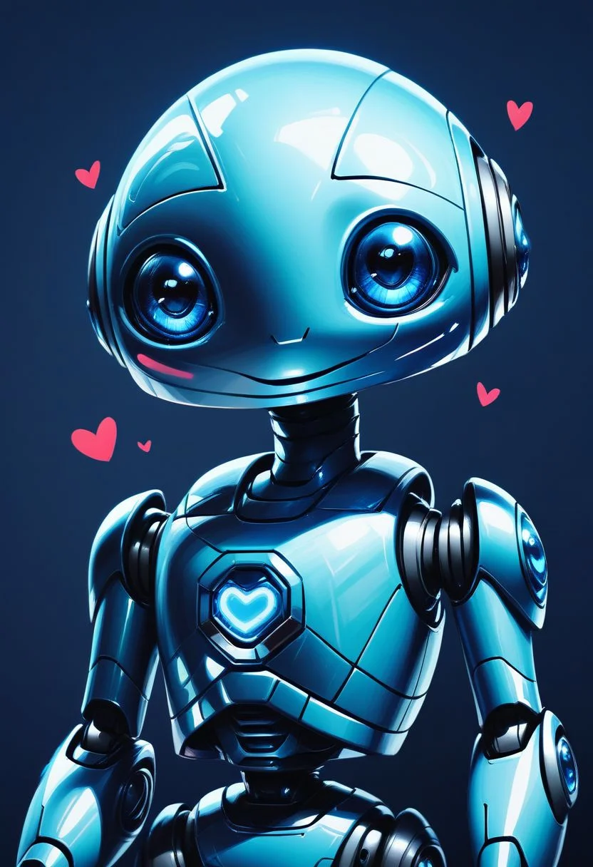 score_9, score_8_up, score_7_up, CivBot, looking at viewer, blue eyes, simple background, upper body, heart, blue background, science fiction, joints, straight-on, robot joints, blue robot,