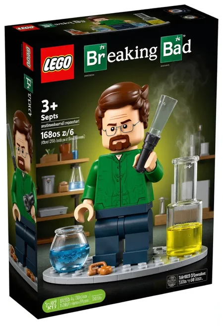 LEGO set box of Breaking bad with Heisenberg in a drug laboratory