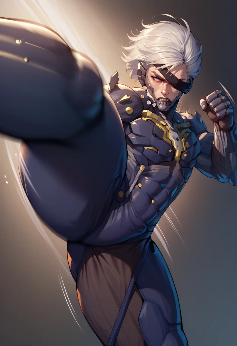 score_9, score_8_up, score_7_up, 1boy, kicking, kicking at viewer, <lora:KickingAtViewer_XLPD:1>, looking at viewer, motion lines, motion blur, <lora:RaidenMGR_XLPD:1> RaidenMGRDef, cyborg, bodysuit, eyepatch, angry,