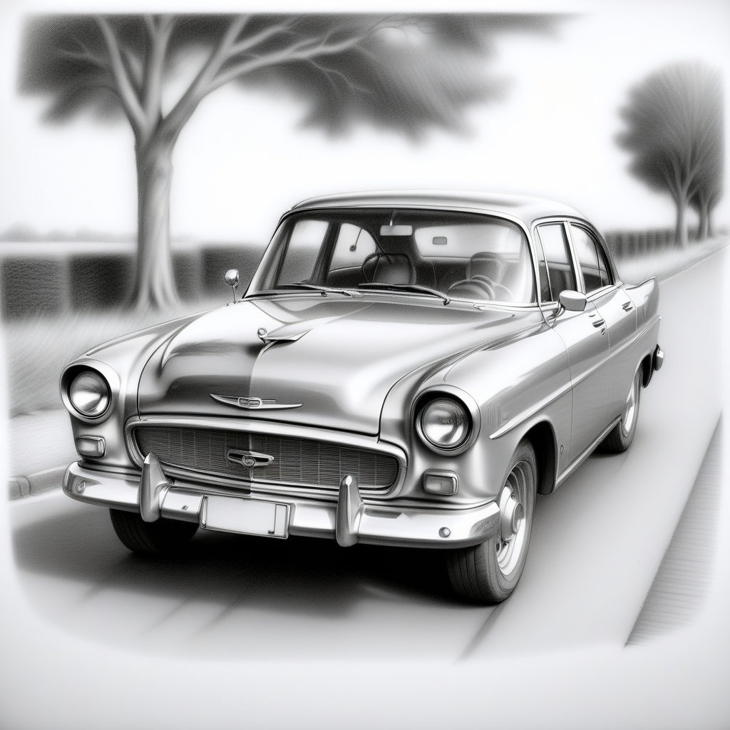 a car driving on a road, full body made out of Jed-Pen  ,    <lora:PencilDrawingStyle:0.7>