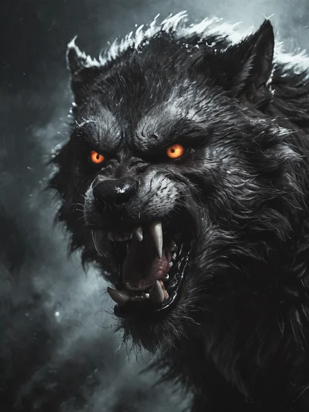 Cartoon angry werewolf character , illustration, <lora:Desolation:0.6>