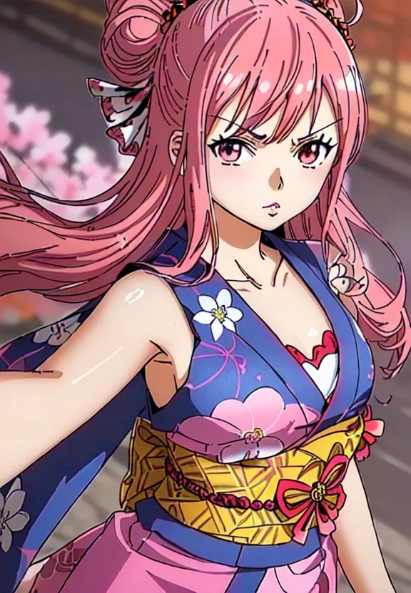 1girl, wano_style_30100, ((masterpiece)), ((best quality)), extremely detailed, bloom, illustration, kimono, traditional_clothing, (perfect hands), depth of field, sketch, dark intense shadows, sharp focus, soft lighting, hdr, colorful, good composition, solo, anime style