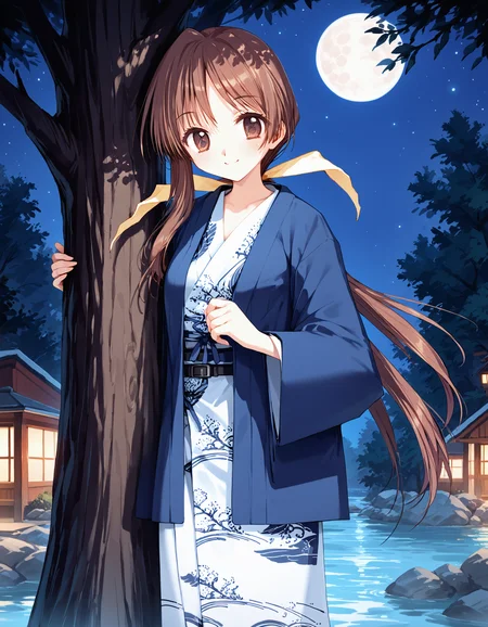 (score_9, score_8_up, score_7_up)
BREAK
misaki_olis, 1girl, solo, brown hair, asymmetrical hair, low ponytail, hair bow, brown eyes, bath yukata, blue jacket, looking at viewer, smile, against tree
BREAK
tree, nature, night, night sky, starry sky, moon, outdoors
<lora:Misaki_BokuNoKanojoWaGatenkei_PonyXL_v1:1>