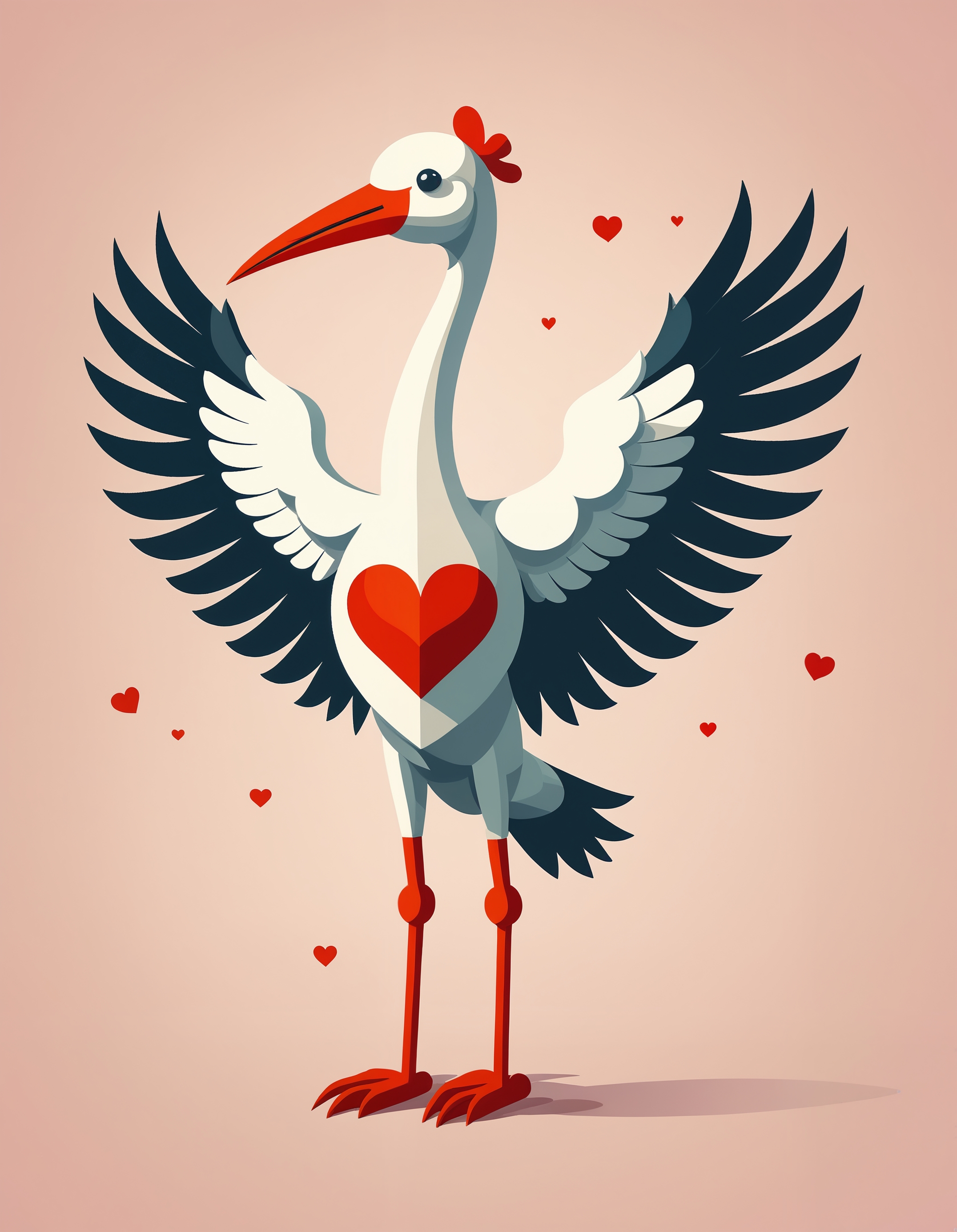 flat art of a stork as zavy-flthrts