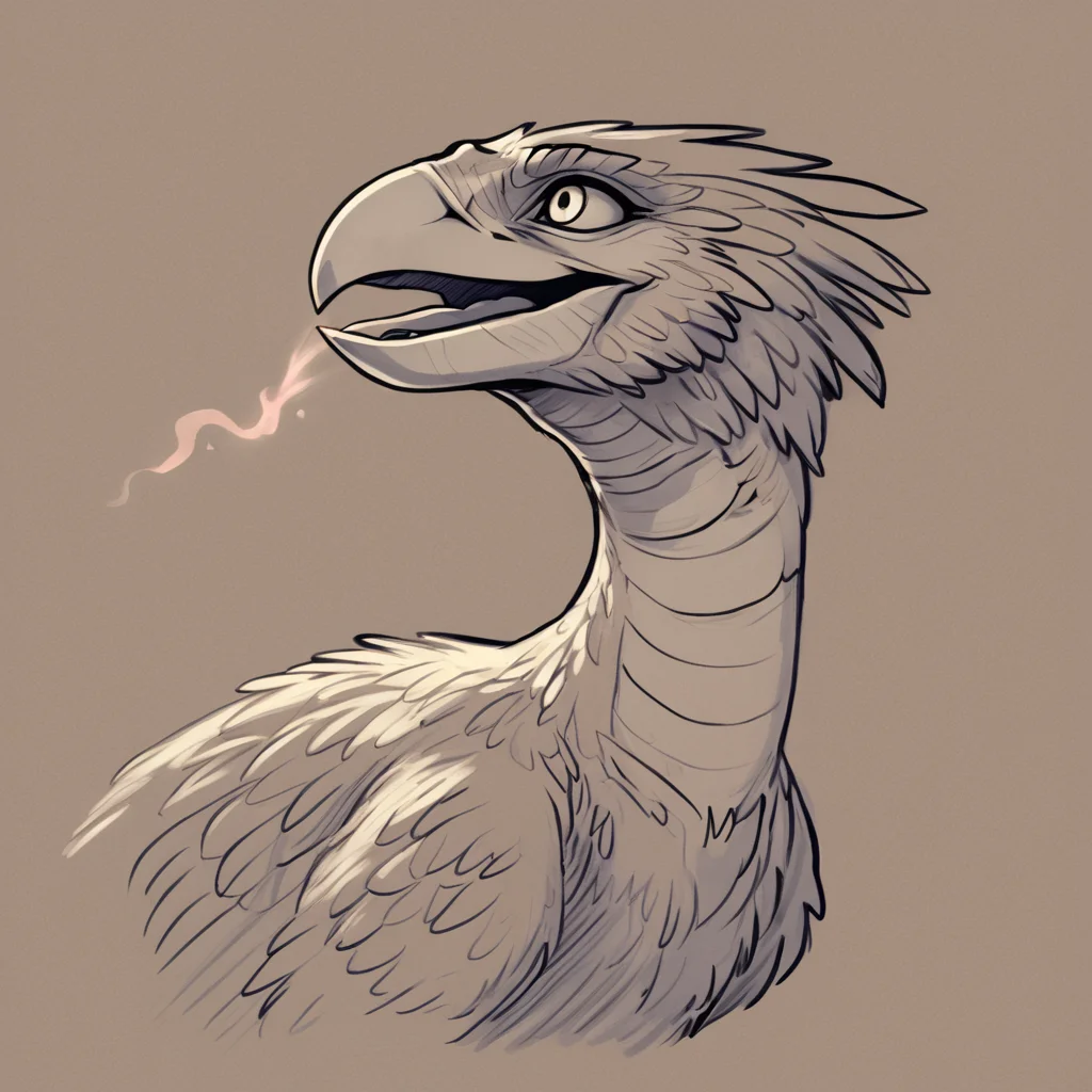 Terror Bird, pencil sketch, ancient runes, magic, mystical, breathing fire, open mouth, <lora:Terror_Bird_Ark_Pony-000007:0.8>, <lora:grimoire_noir:1>