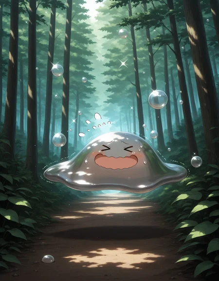 masterpiece,extreme detailed BREAK 1other,no humans,no_legs,day,outdoors,forest,
BREAK hagurin,:D,slime \(creature\),sparkle,bubble,<lora:hagurin-NAI:1>,closed eyes,sweatdrop,flying sweatdrops,scared,shaking,wavy mouth,> <,,