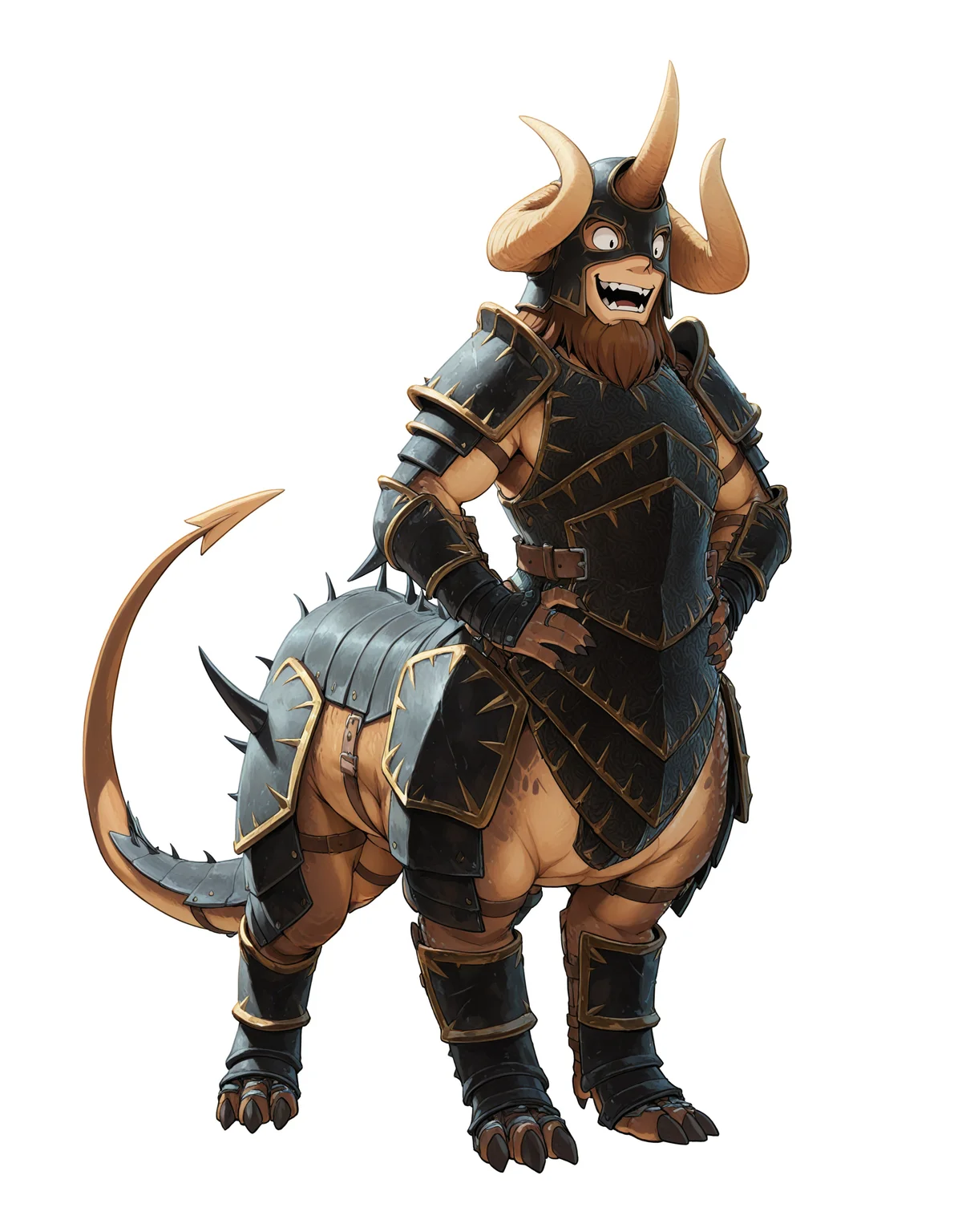 masterpiece, good quality, best quality, solo, white background, 2d, anime,
KholekSuneater, armor, horns, chibi, chibi only, :d, 1boy, taur,
<lora:KholekSuneater_Vpred:0.6>