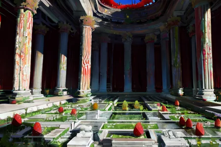 highly insanely detailed, masterpiece, top quality, best quality, highres, 4k, 8k, RAW photo, (very aesthetic, beautiful and aesthetic),
Ancient Roman Interior Design,RomInt,peristyle_garden,lush_garden,Peristyle,candlelight_ambience,
<lora:RomanInterior-10:0.6>,
(1girl:1.3),
1other,
,
long hair,feathered haircutfeathered haircut,rolled_hairstyle,swept bangs,curled_hair,liquid hair,,flipped hair,
,
strawberry blonde background,
,âââ