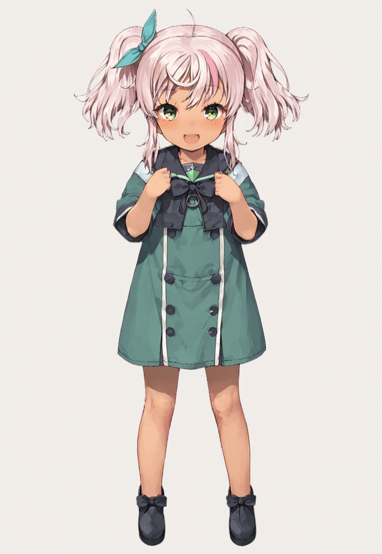 score_9, score_8_up, score_7_up, source_anime, comandante cappellini (kancolle), 1girl, solo, twintails, looking at viewer, smile, blush, open mouth, full body