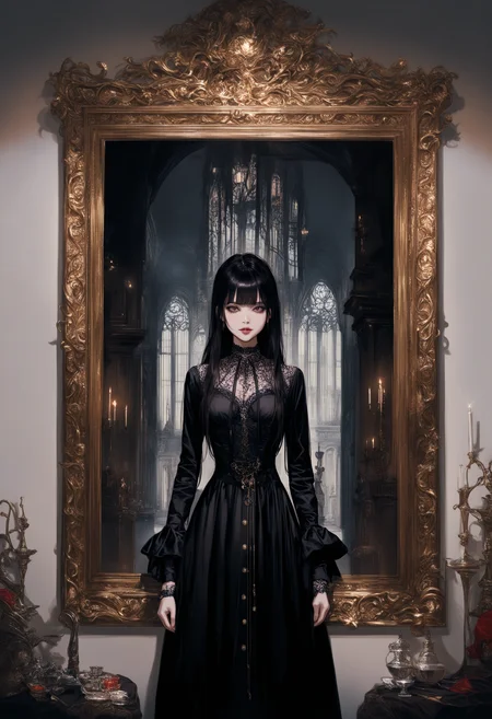 Gothic style masterpiece,high score,great score,absurdres,  ., a man in a red and black outfit standing in front of a fire pit with a ladder in the background [21],, <lora:br3k1ngd0un:1>,(br3k1ngd0un, realistic, Clarice Beckett, international gothic, dark shadows),, school uniform [2], <lora:Haut3C0t0ur3V01:0.6>, (haut3c0t0ur3v01, style, haut3c0t0ur3, Alexander McQueen, fantastically gaudy),, arms at sides [3], Luxury, Gold, silver, black, purple . Dark, mysterious, haunting, dramatic, ornate, detailed