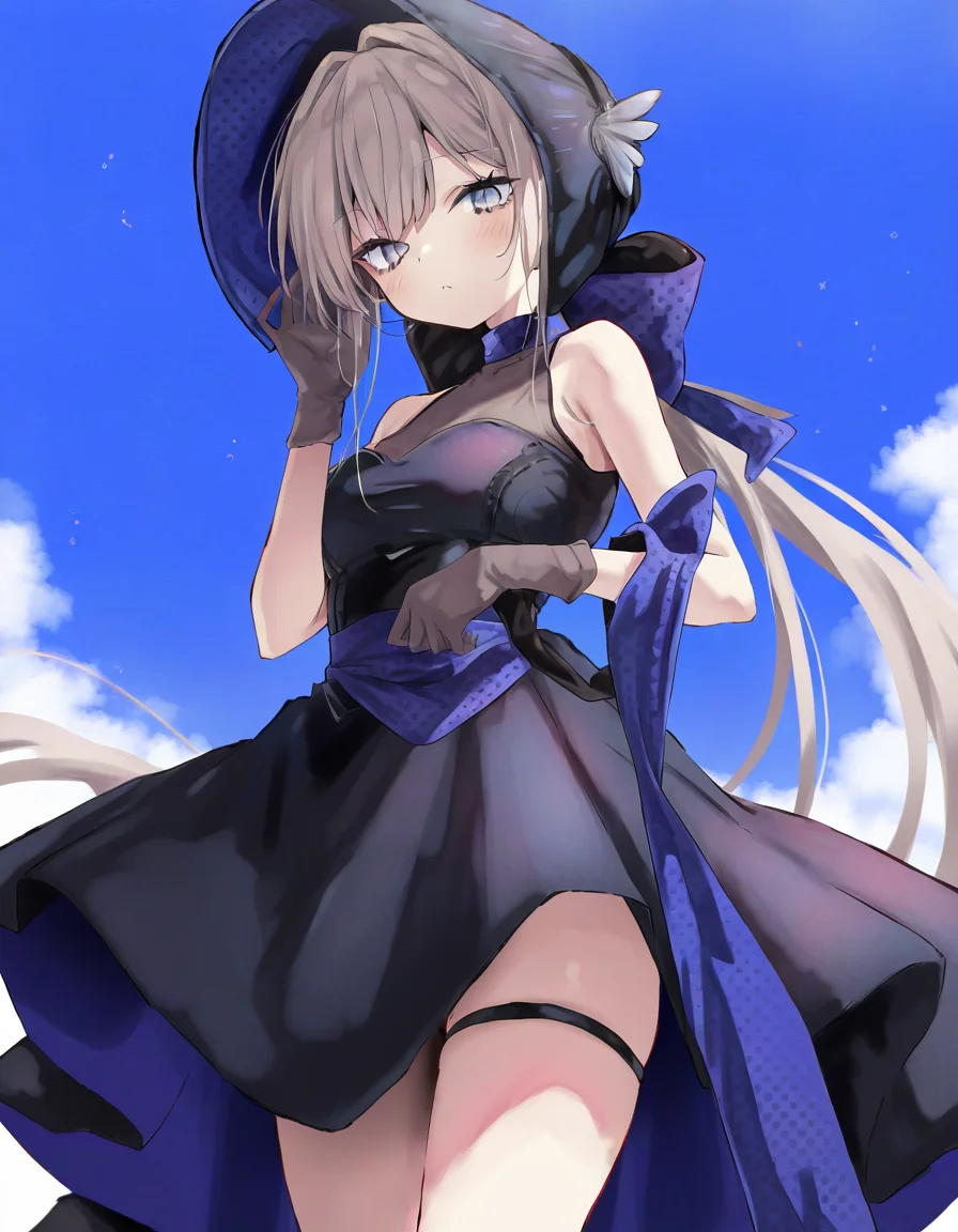 geleisi,1girl,solo,looking at viewer,white background,simple background,<lora:Ms.Grace-000012:1.1>,cowboy shot,hat,, masterpiece, best quality, very aesthetic, absurdres,newest, incredibly absurdres,, toshizou \(0714\)