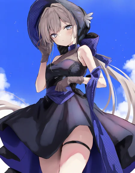 geleisi,1girl,solo,looking at viewer,white background,simple background,<lora:Ms.Grace-000012:1.1>,cowboy shot,hat,, masterpiece, best quality, very aesthetic, absurdres,newest, incredibly absurdres,, toshizou \(0714\)