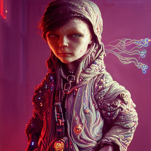 a painting of a cyberpunk elf by dr-strange