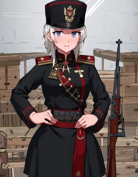wargirls, 1girl, russian black hussar, historical uniform, masterpiece, best quality, very detailed, rifle, <lora:wargirls:1>, to8contrast style, <lora:theovercomer8sContrastFix_sd15:1>