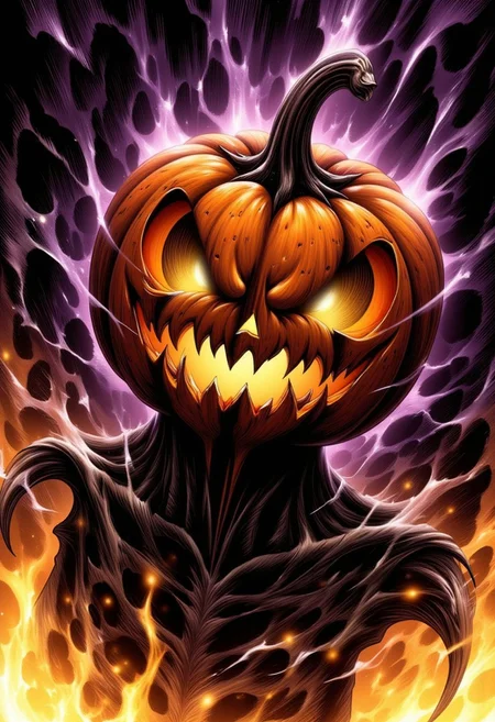 Fear from Inside pumpkin head, art by J. J. Grandville