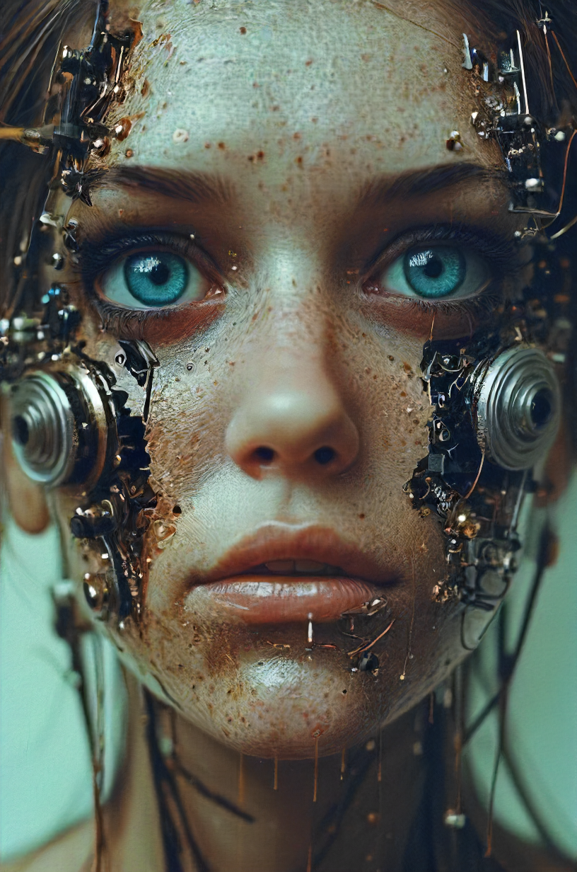 manufactured eyes see everything, your corroding core degenerates, programmed to love and terminate, eerie, dark, grain, glitched