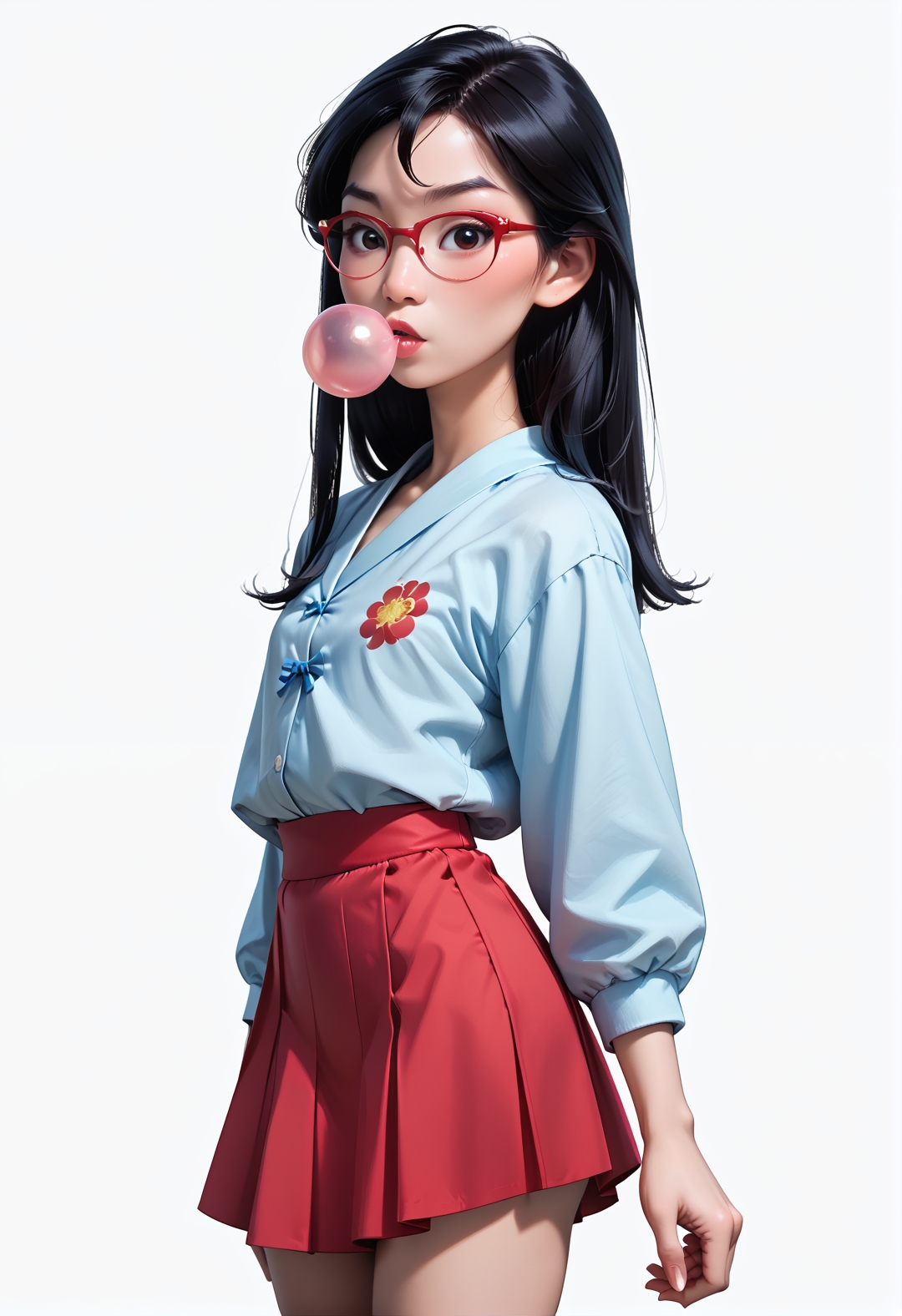 20005l34z3 <lora:princess_rc_pony_v2:.7> Princess Mulan (petite:0.9) 23 year-old, simple background,makeup,bangs, glasses<lora:IndesleazeAAmerger:0.85> bubblegum, skirt, thong, asymmetrical, ((score_9), score_8_up, score_7_up),score_6_up,score_4_up,score_5_up