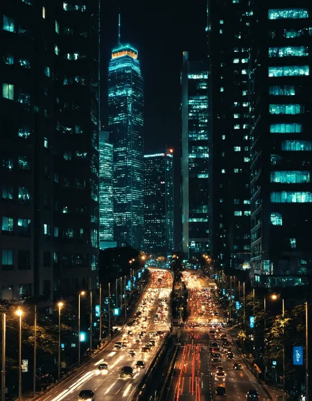<lora:RokuSignHD:1>,rokusignhd,scenery,building,city,outdoors,cityscape,skyscraper,city lights,, a city street with a lot of traffic and tall buildings in the background at night time with lights streaking through the street [1]