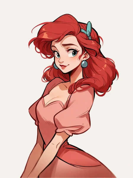 score_9, score_8_up, score_7_up, score_6_up, score_5_up, score_4_up, <lora:l414XLP3:0.8> l414, 1girl, ariel \(disney\), pink dress